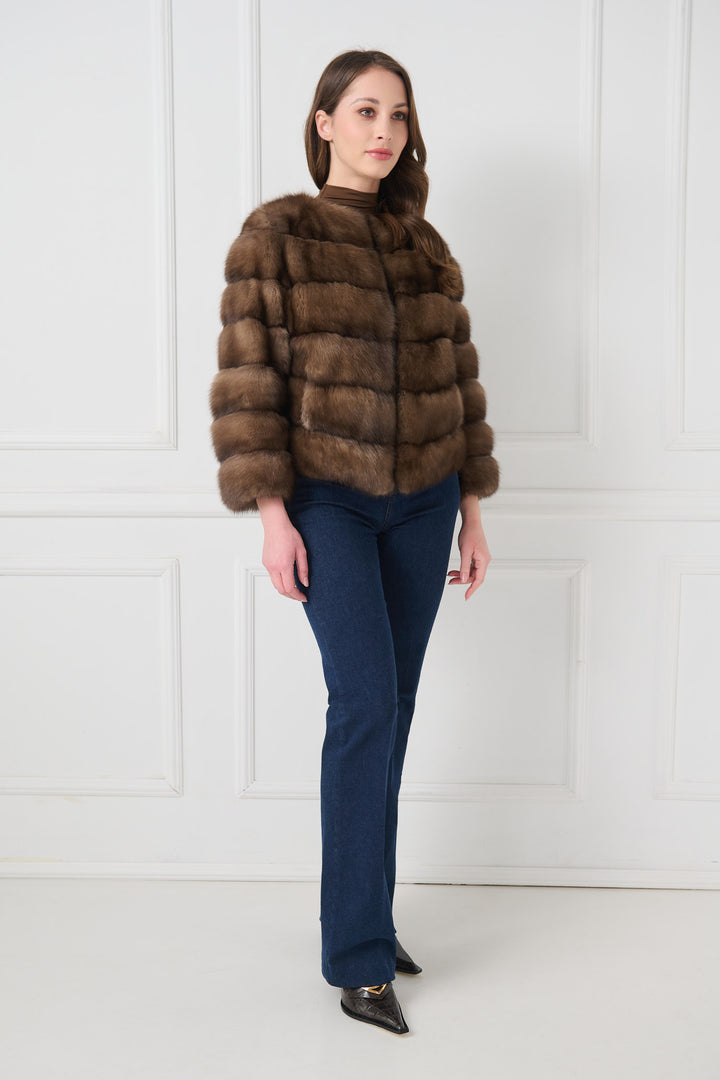 Veste réversible en fourrure de sable