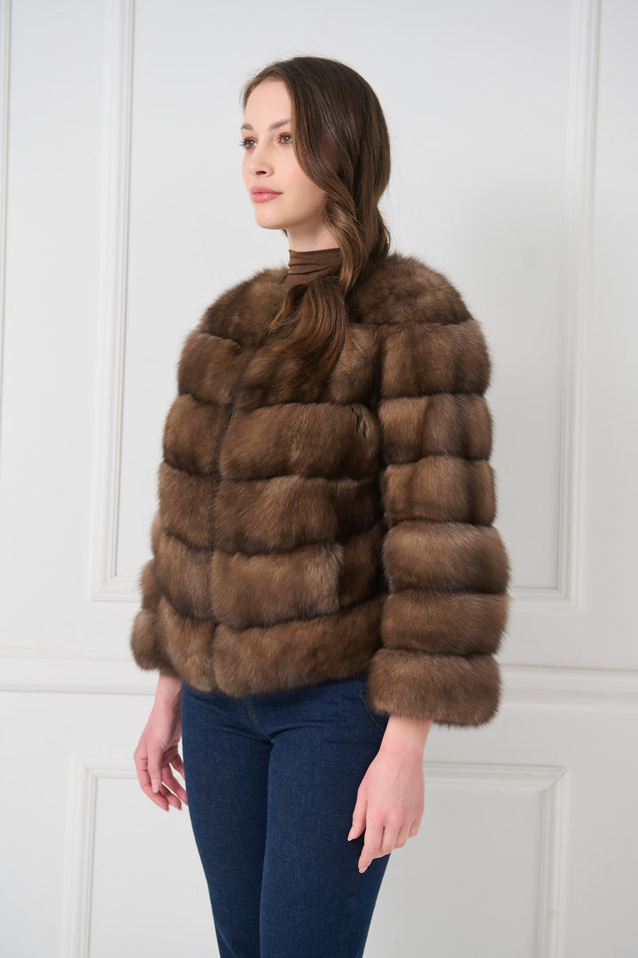 Veste réversible en fourrure de sable