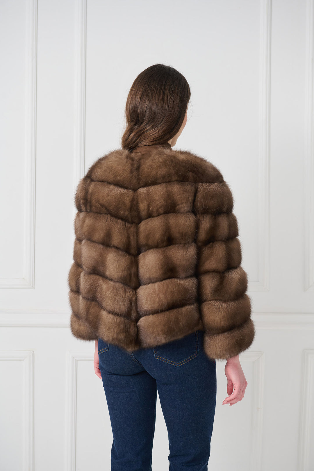 Veste réversible en fourrure de sable