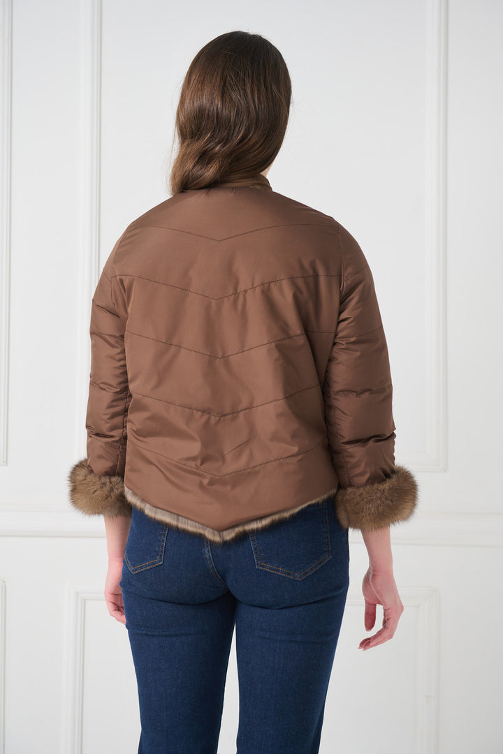 Veste réversible en fourrure de sable