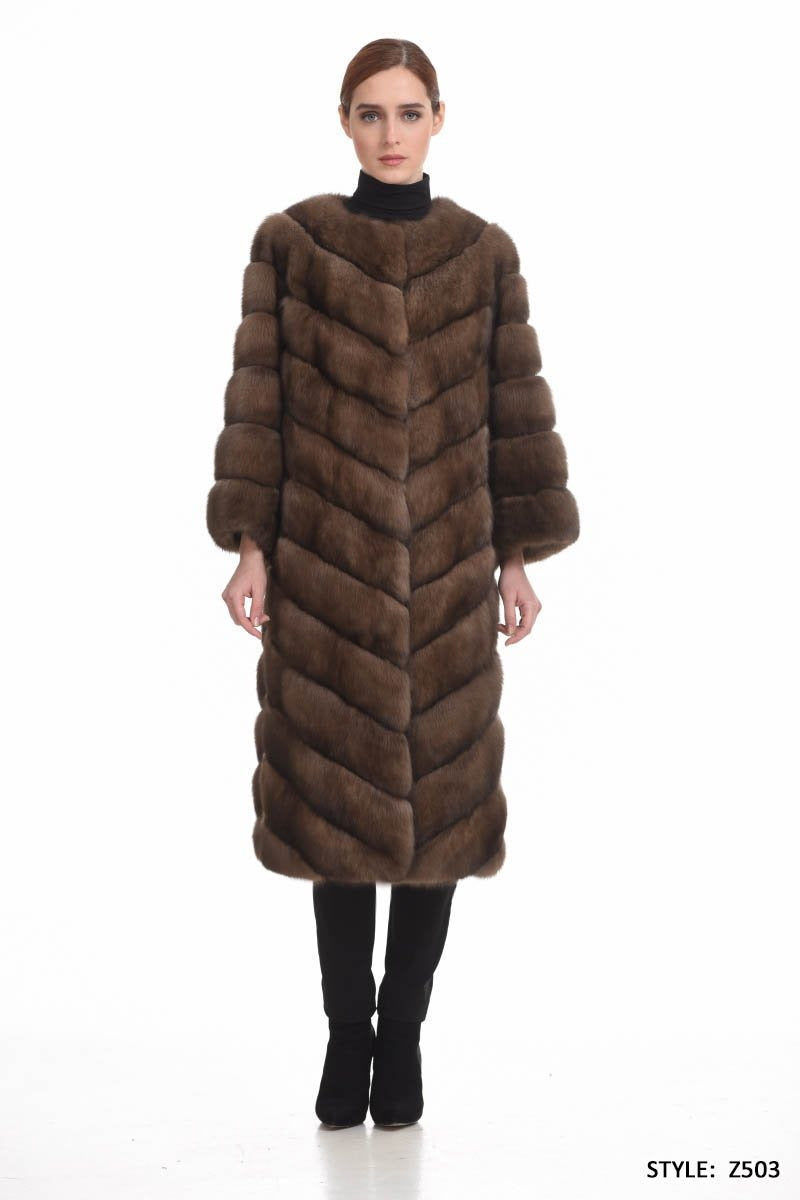 Long sable fur jacket with chanel collar