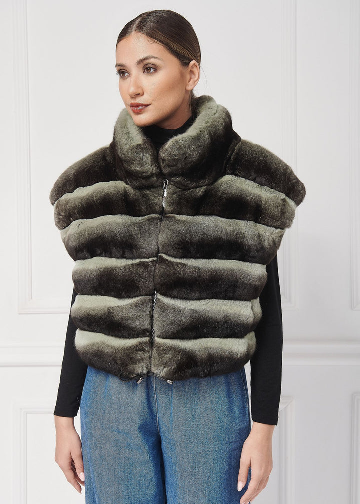 GILET EN FOURRURE DE CHINCHILLA À LA MODE