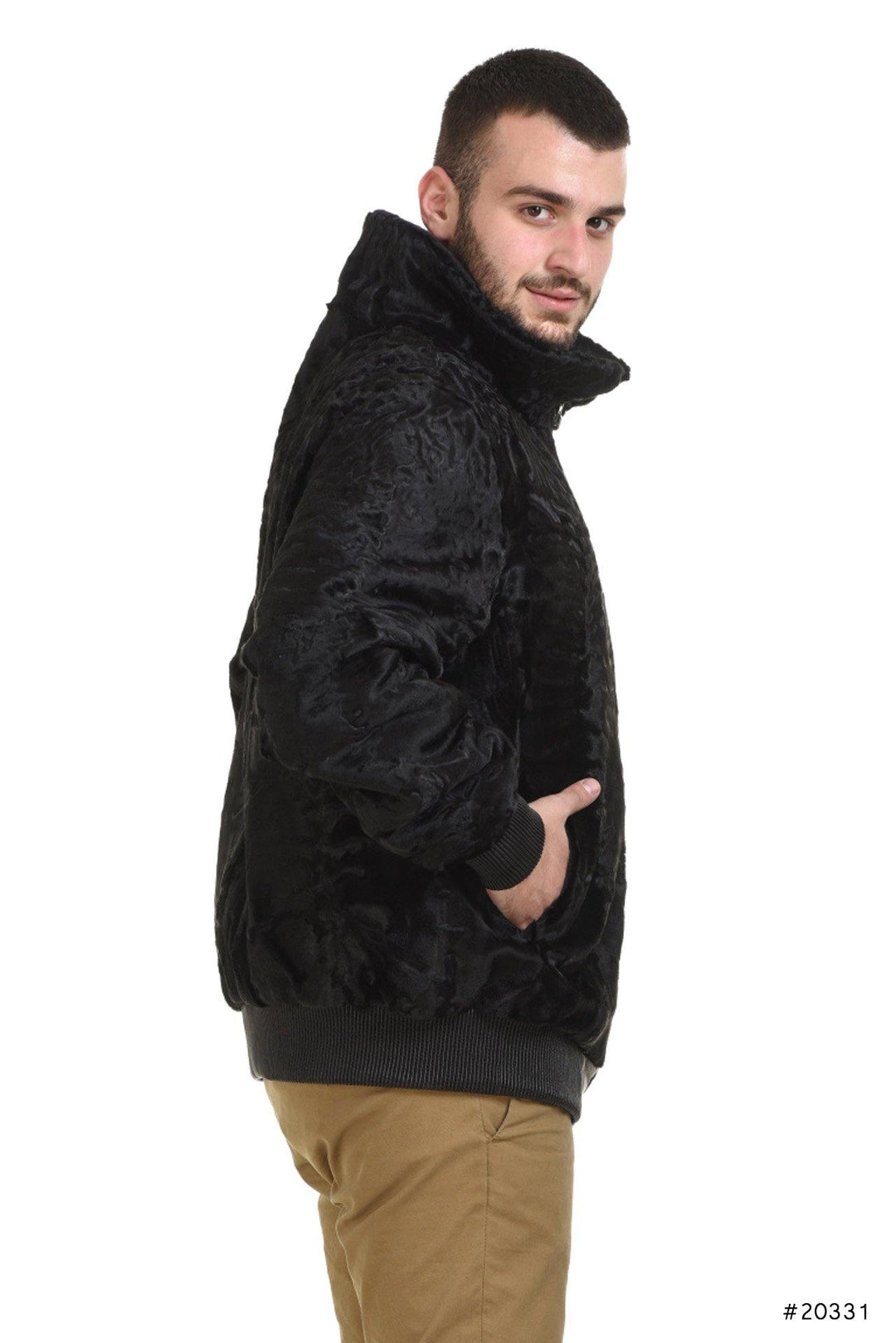 Veste bomber pour homme en agneau persan
