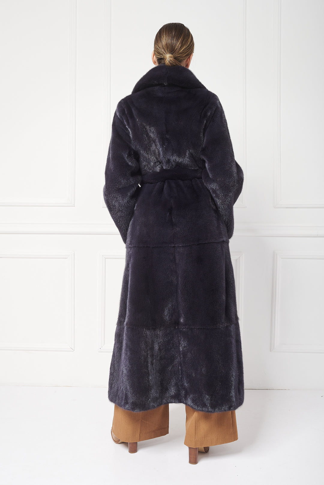 Cozy Long Mink Coat with English Collar