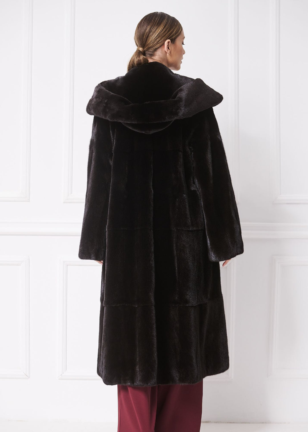 Elegant A-Line Mink Coat with Hood