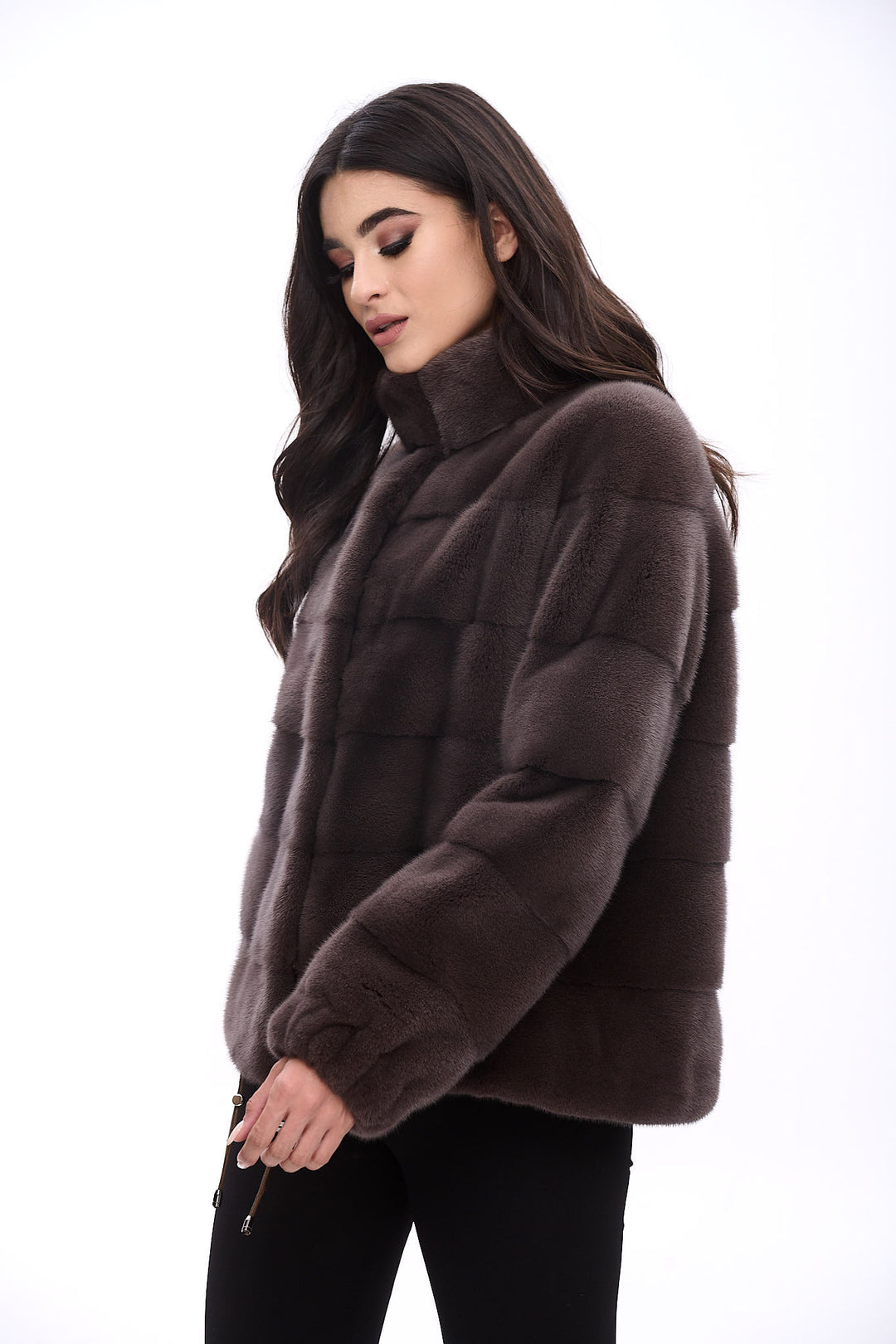 Veste en vison à silhouette structurée