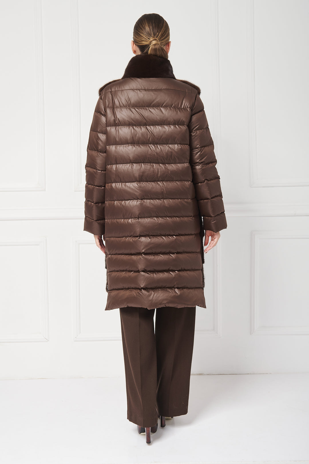 Down coat with mink