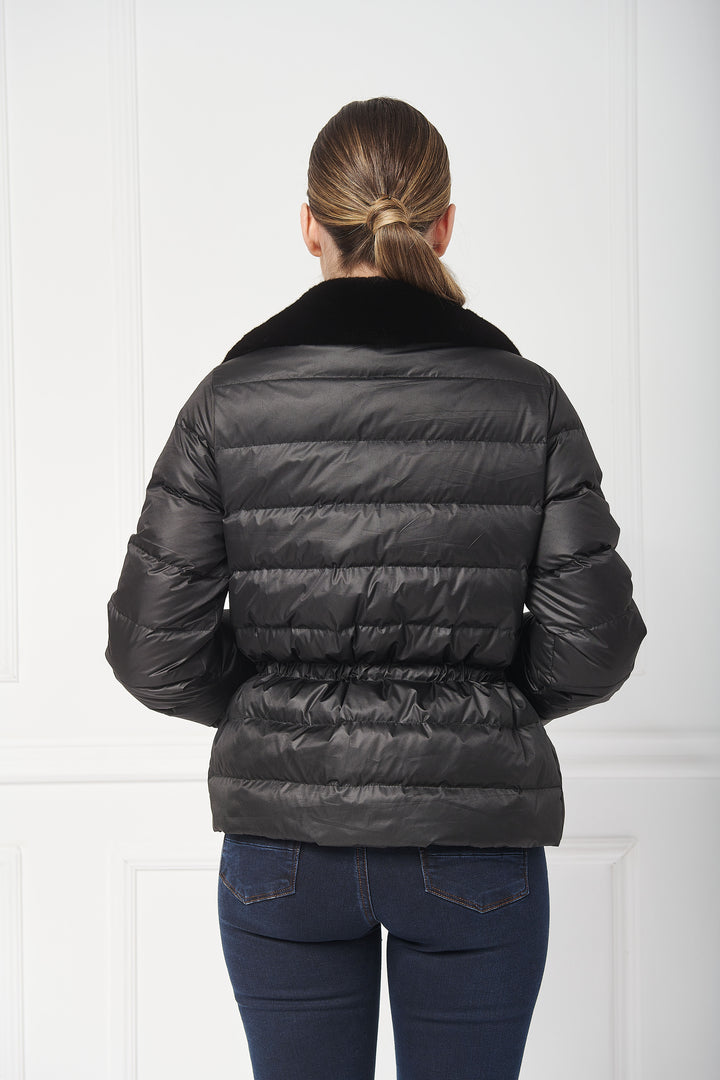 Veste courte en duvet avec vison