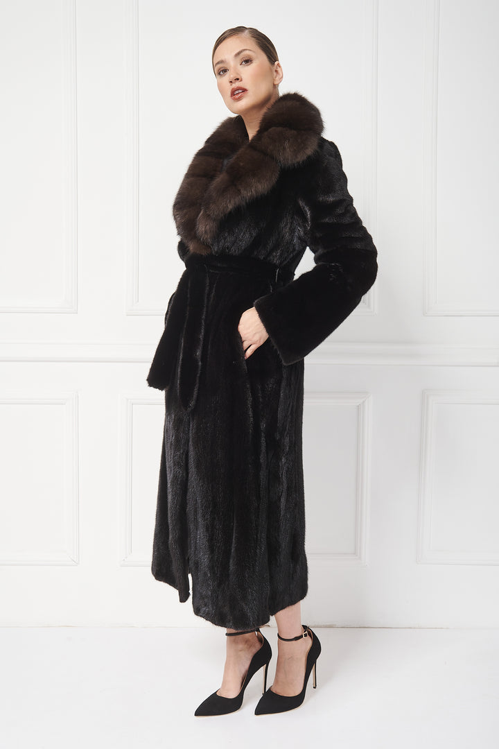 Long coat with sable lapels