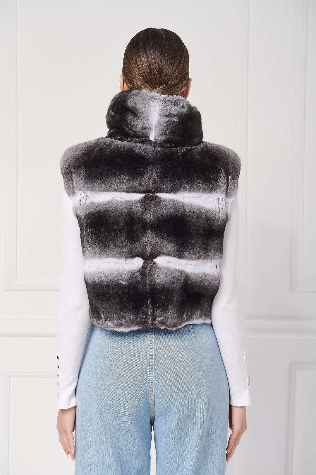 Casual Chinchilla Fur Vest with Stand-Up Collar