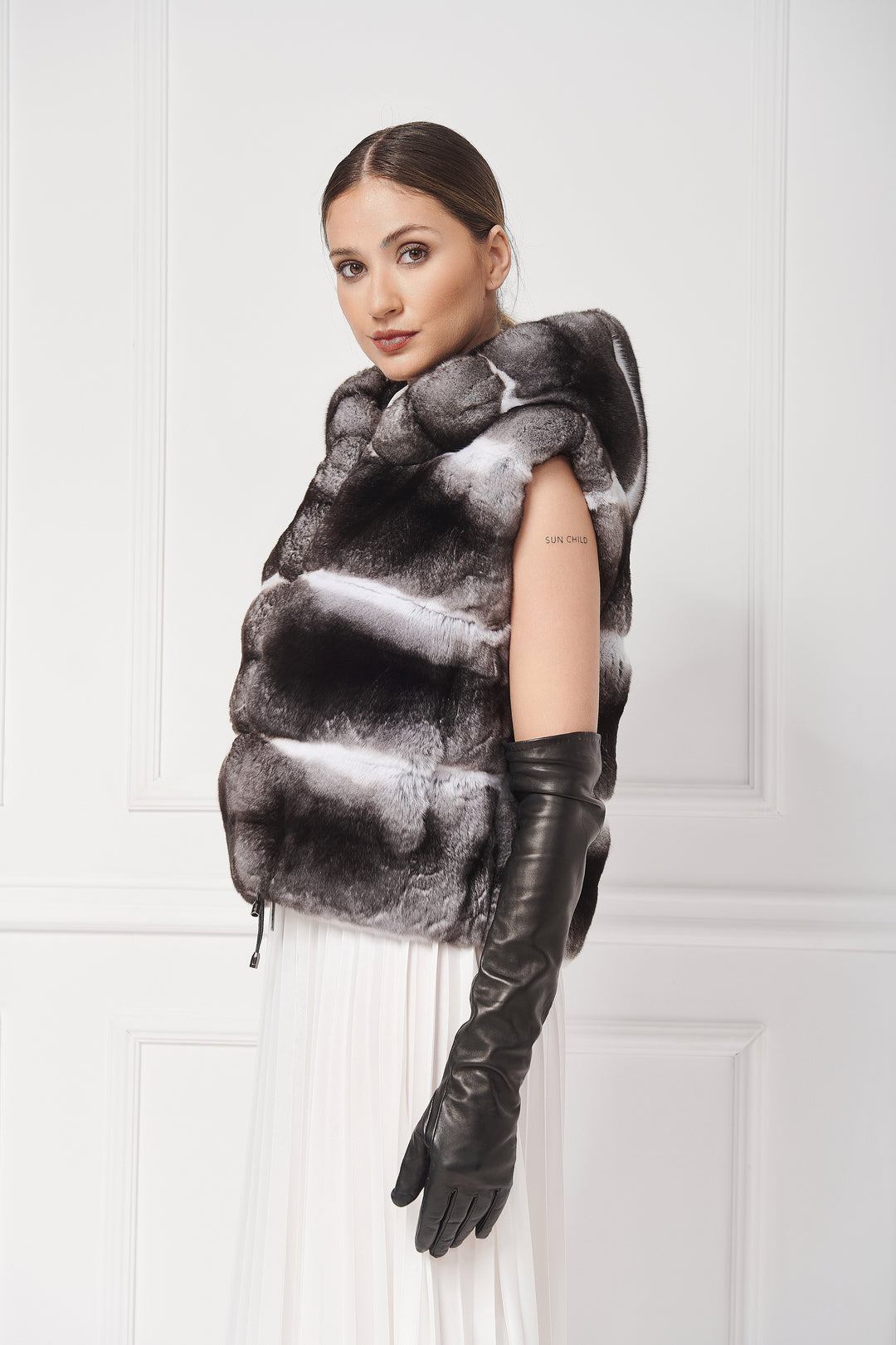 Casual Hooded Chinchilla Fur Vest