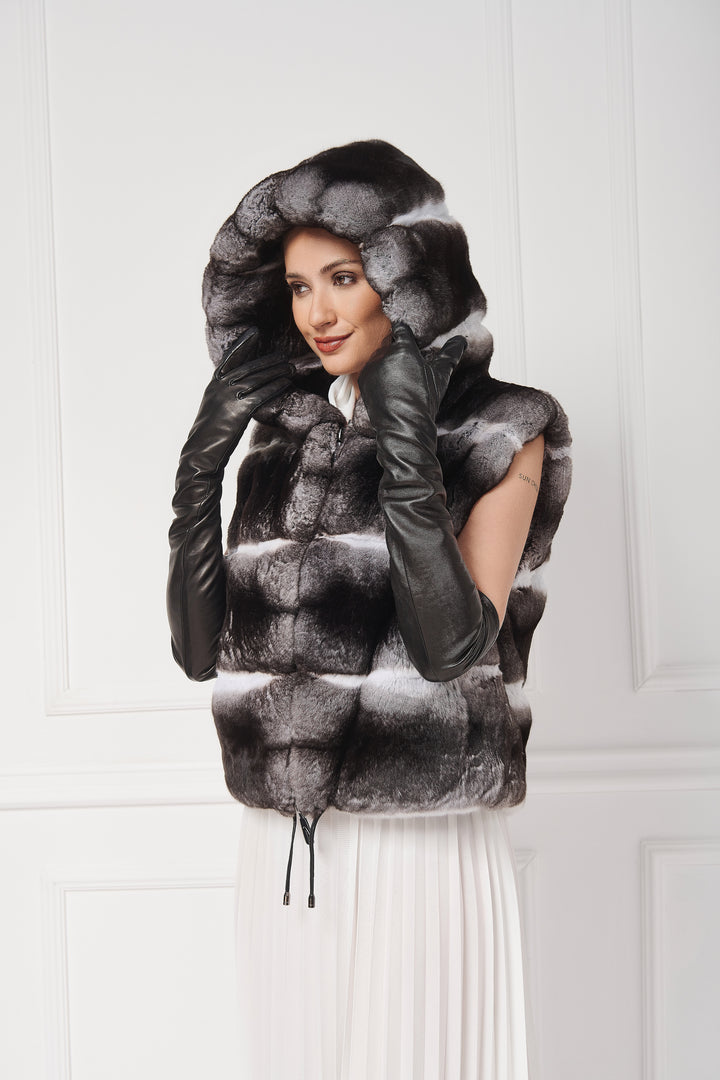 Casual Hooded Chinchilla Fur Vest