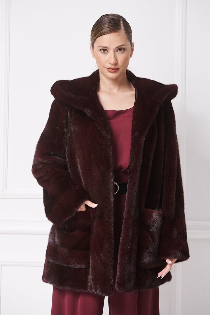 Casual Hooded Mink Jacket