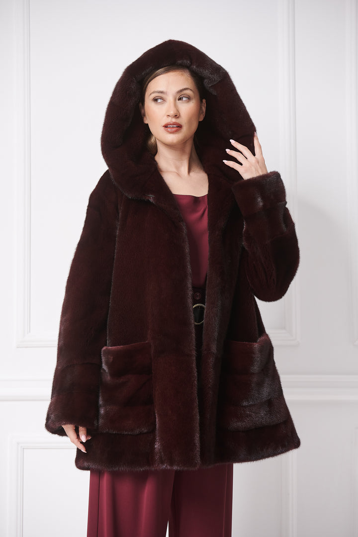 Casual Hooded Mink Jacket