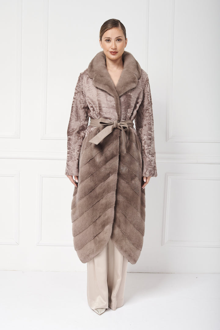 Sophisticated Long Persian Lamb and Mink Coat