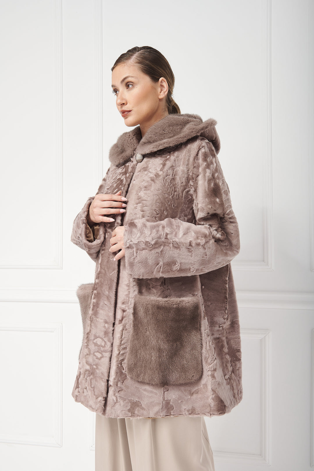 Persian lamb jacket with mink details