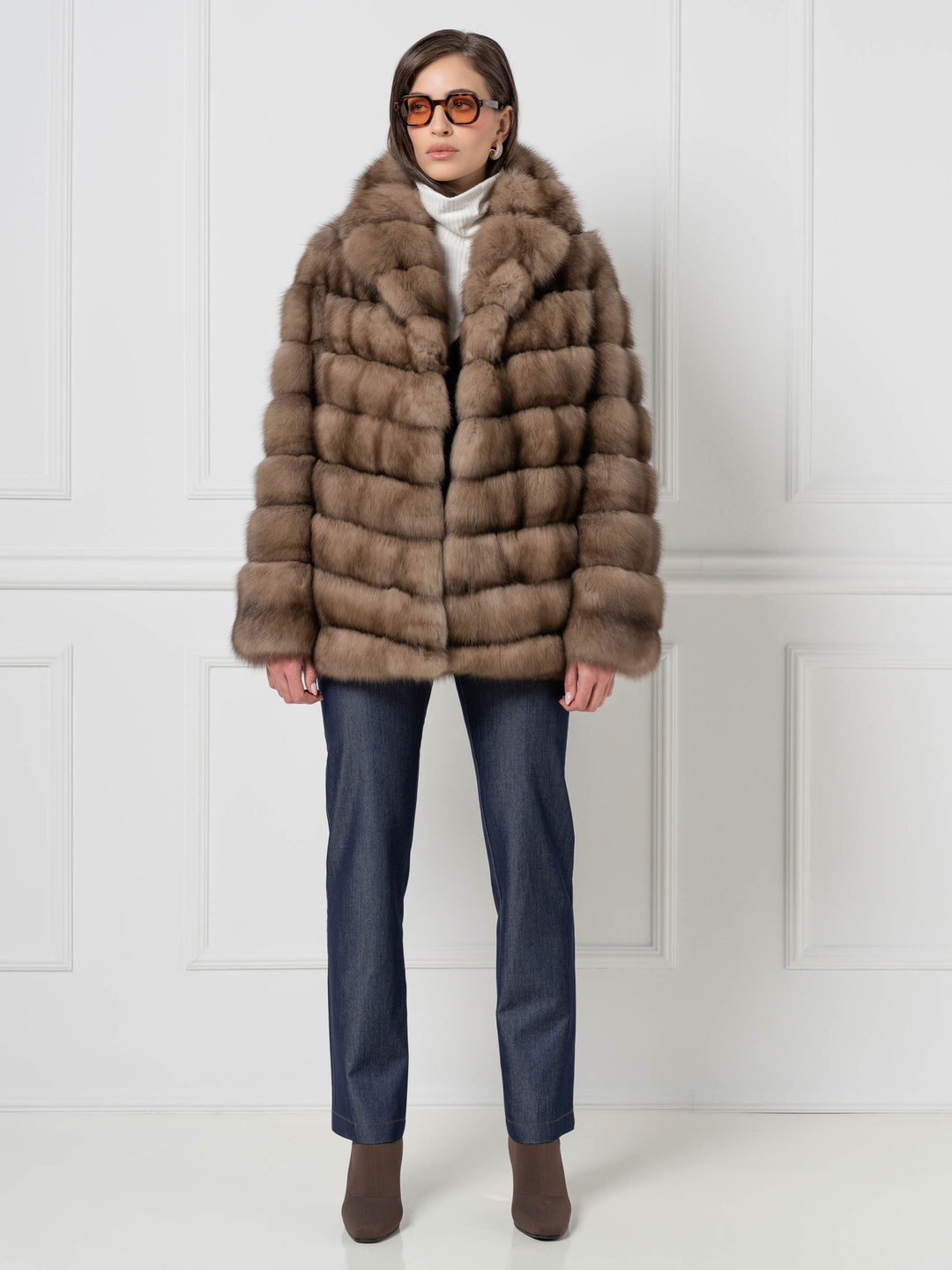Short Sable Jacket with Shawl Collar