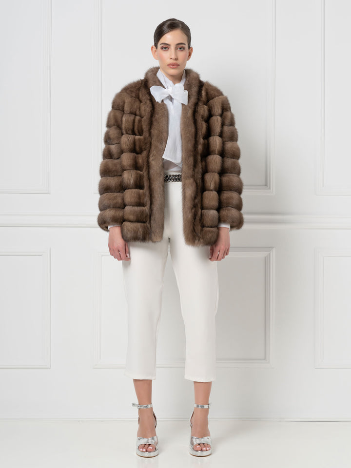 Short Sable Jacket with Front Design