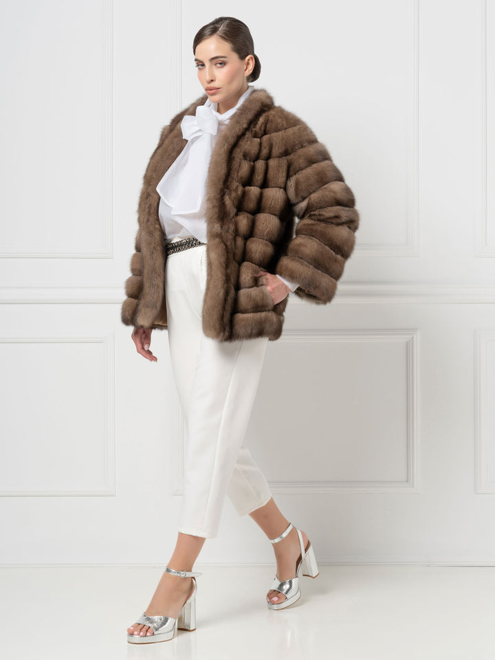 Short Sable Jacket with Front Design