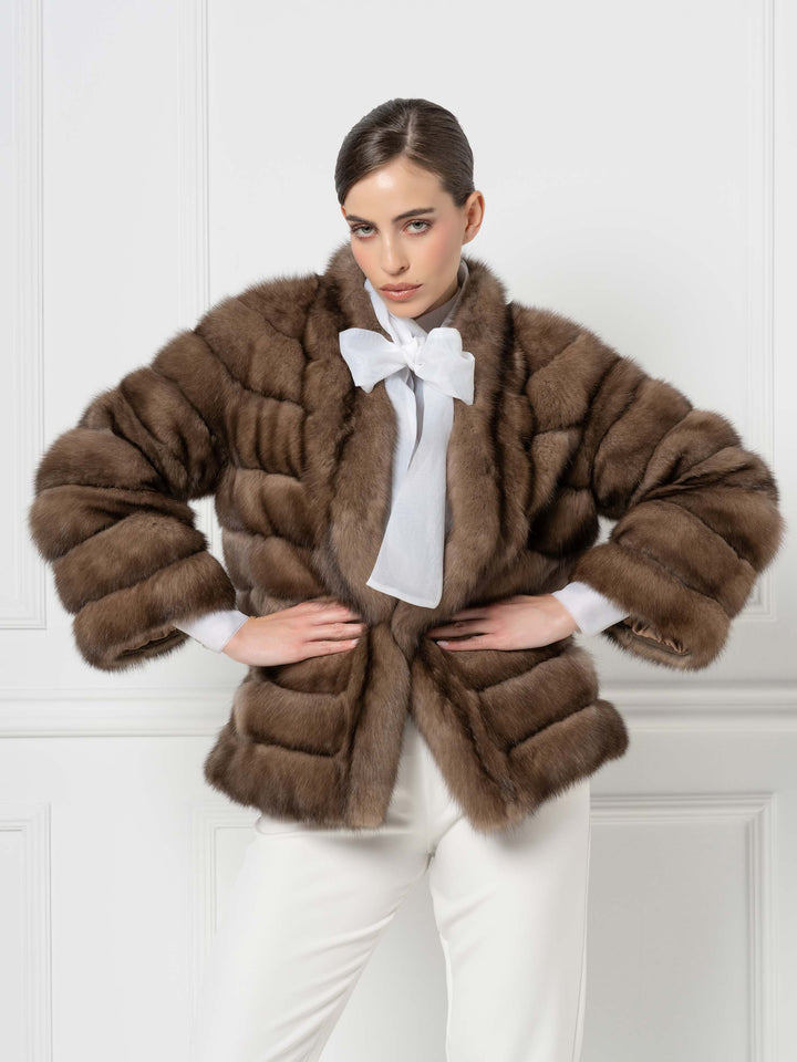 Short Sable Jacket with Front Design