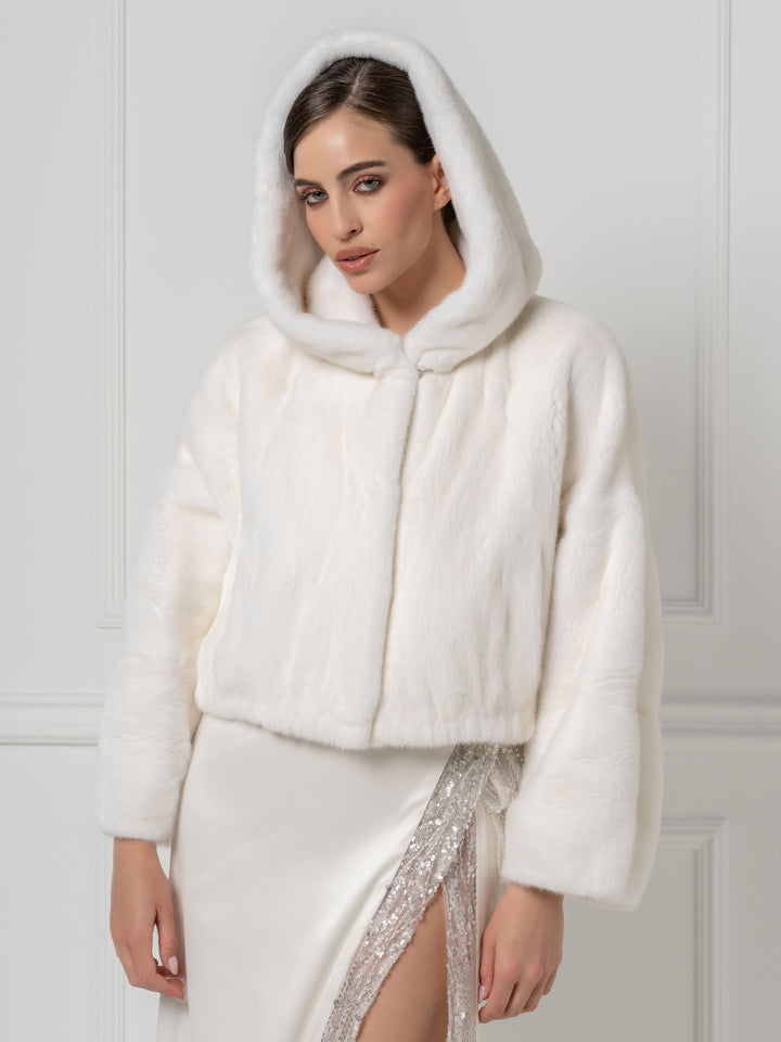 Cropped Kapuzenjacke aus Nerz