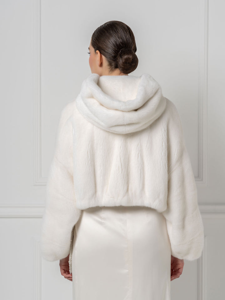 Cropped Kapuzenjacke aus Nerz