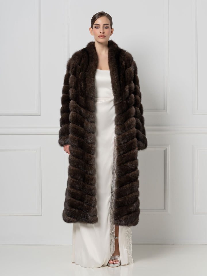 Chevron Long Sable Coat