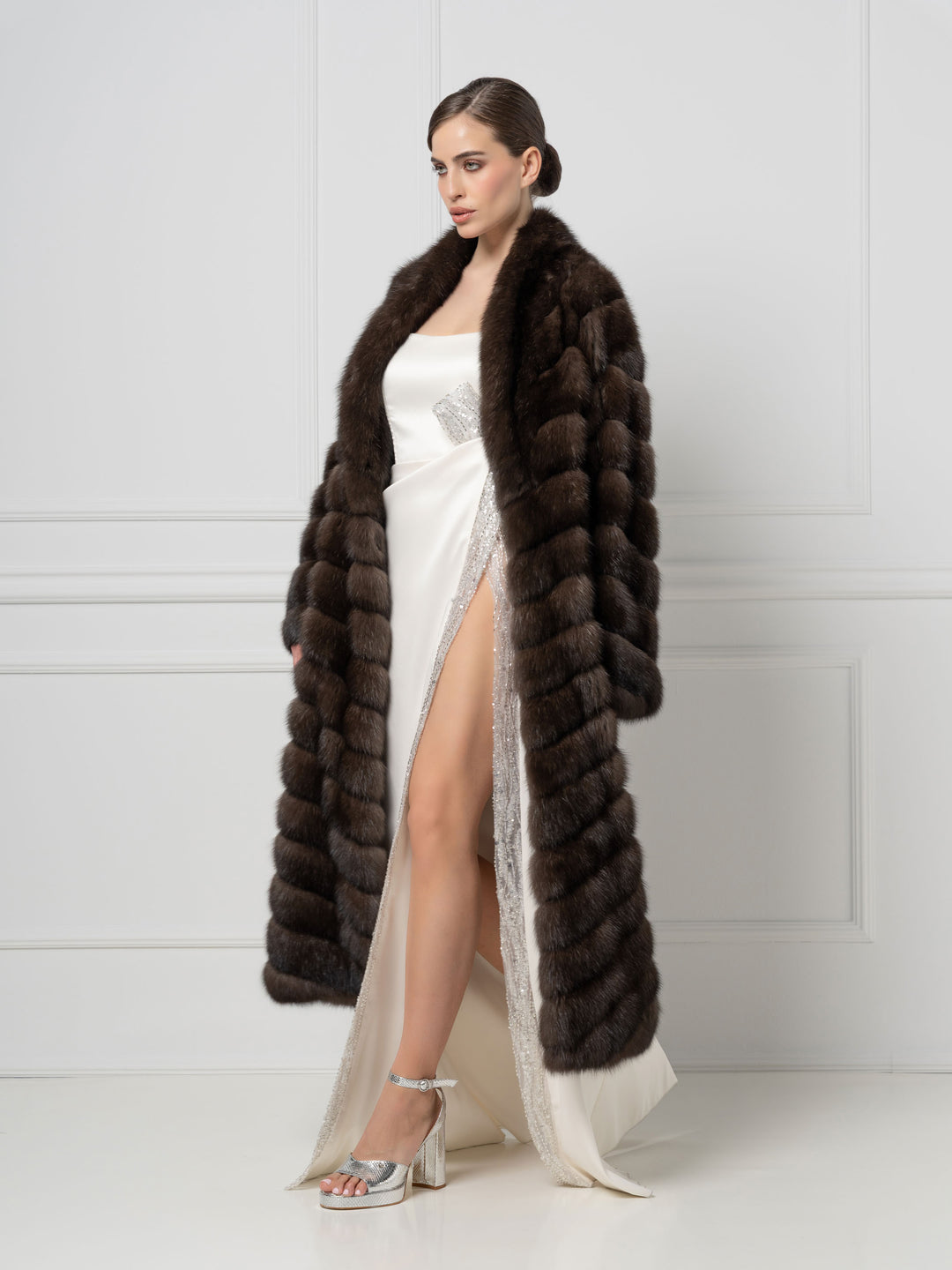 Chevron Long Sable Coat