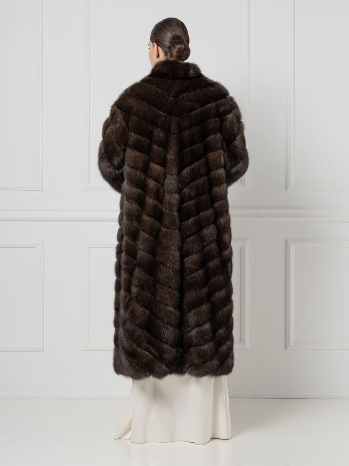 Chevron Long Sable Coat