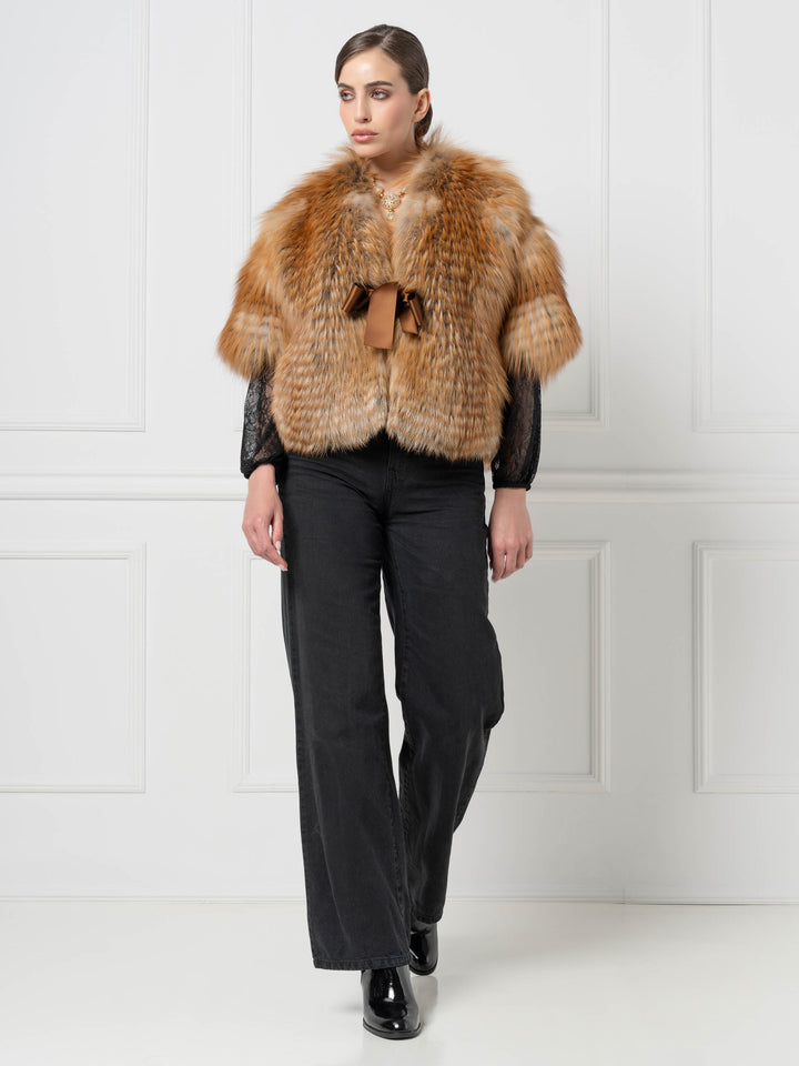 Belted Gold Fox Cape Jacket