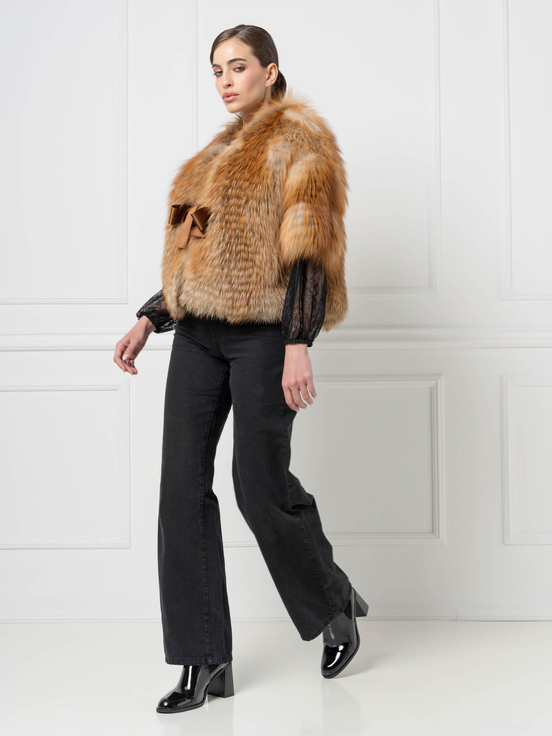 Belted Gold Fox Cape Jacket