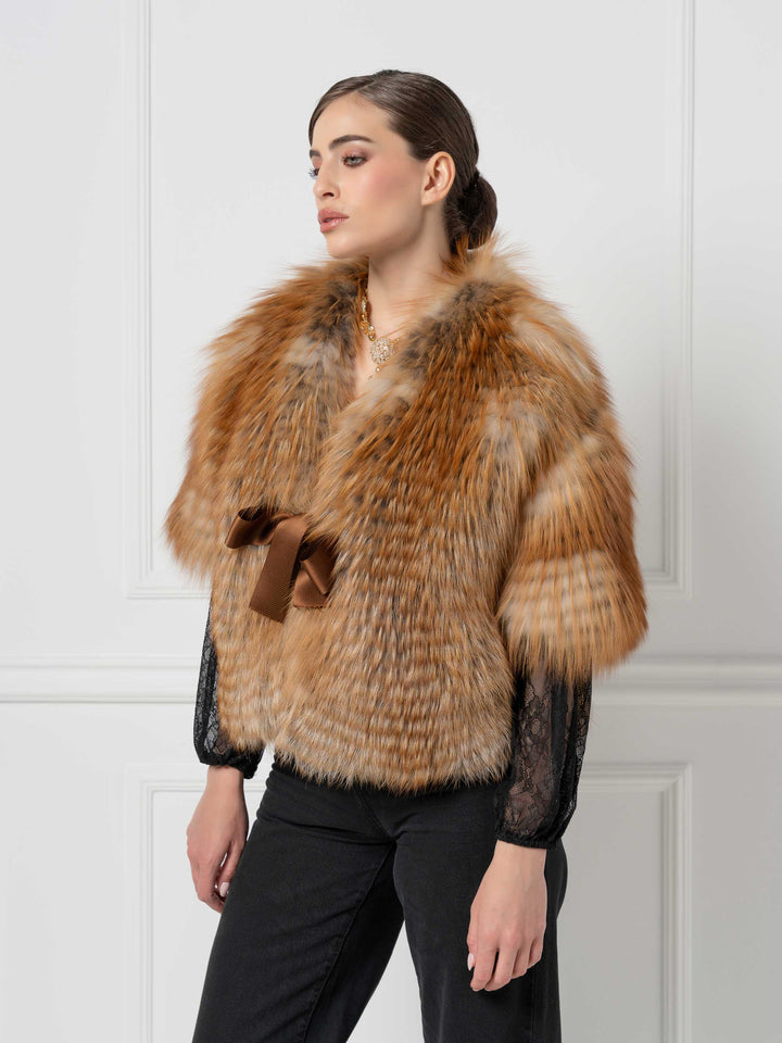Belted Gold Fox Cape Jacket