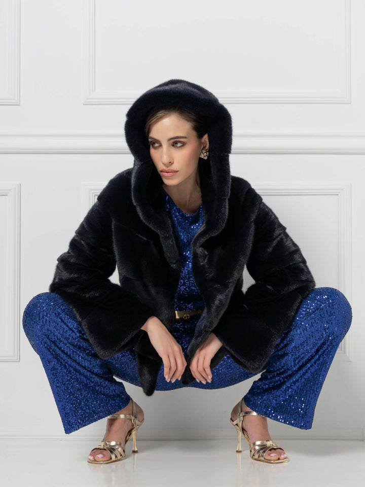 Mink Jacket with an oversized hood