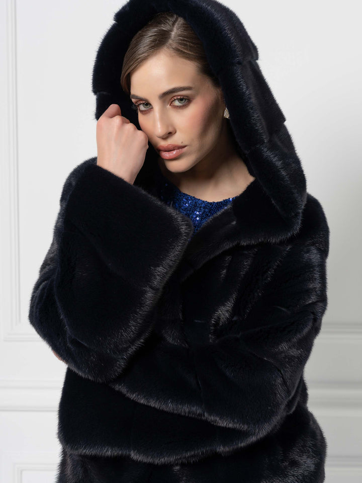 Mink Jacket with an oversized hood