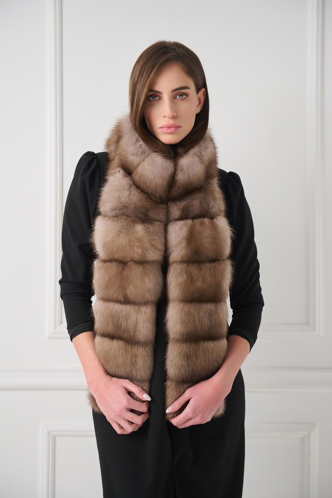 【SABLE】Sable Fur セーブルファー ショール ライトブラウン Fisher Sable Fur Coat - Luxury Light Brown Fur Coat – Purple