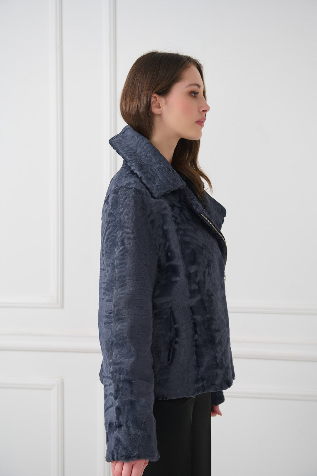 Giacca da motociclista corta in agnello persiano