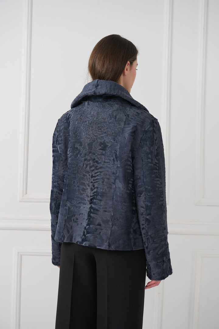 Giacca da motociclista corta in agnello persiano