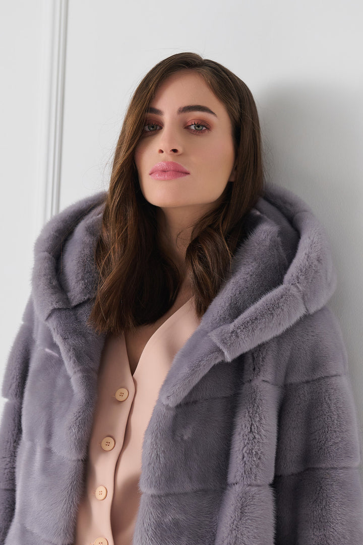 Classic Hooded Mink Fur Jacket