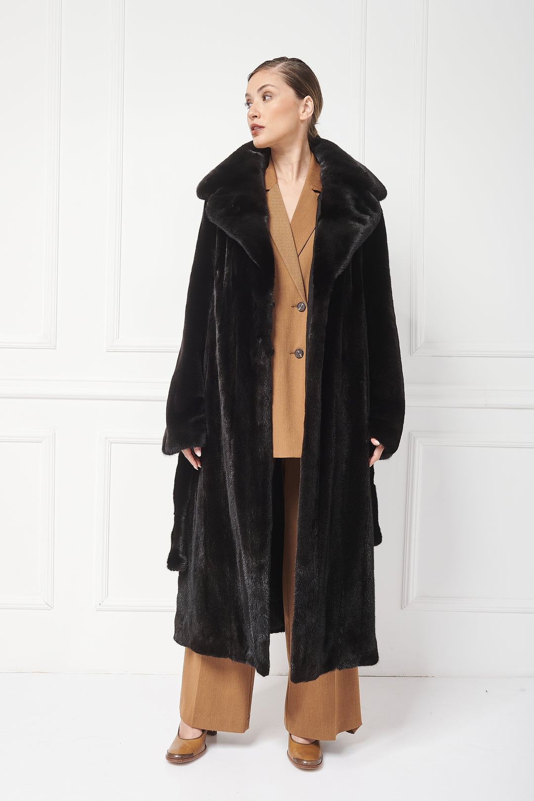 Luxueux manteau long en vison