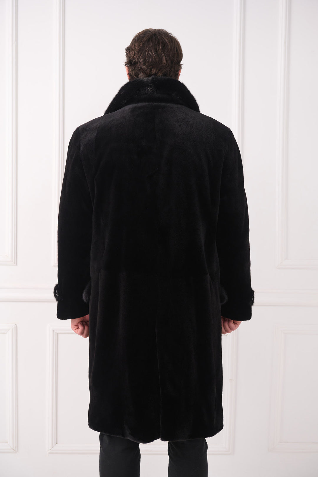 Manteau long pour homme en vison tondu avec col châle