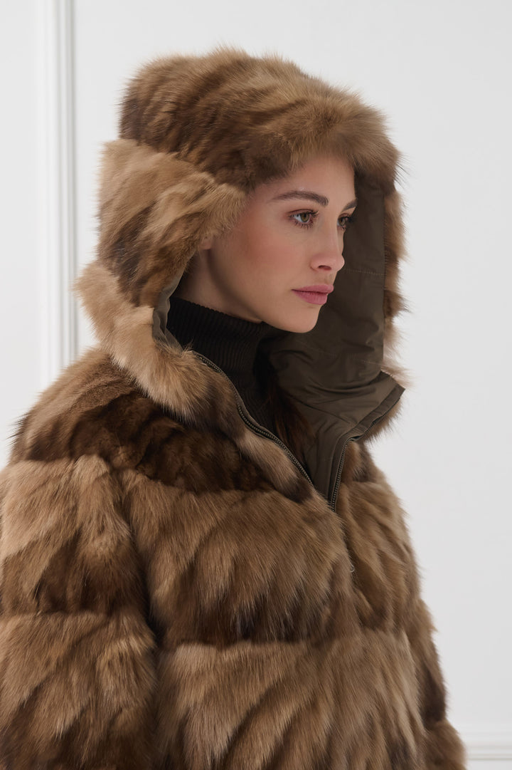Reversible Hooded Sable Jacket