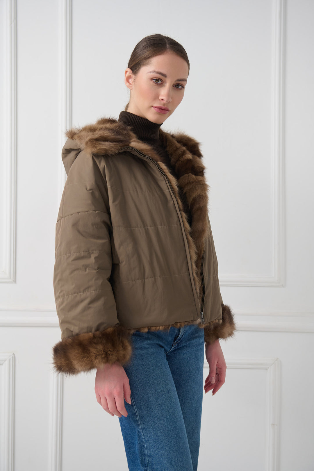 Reversible Hooded Sable Jacket