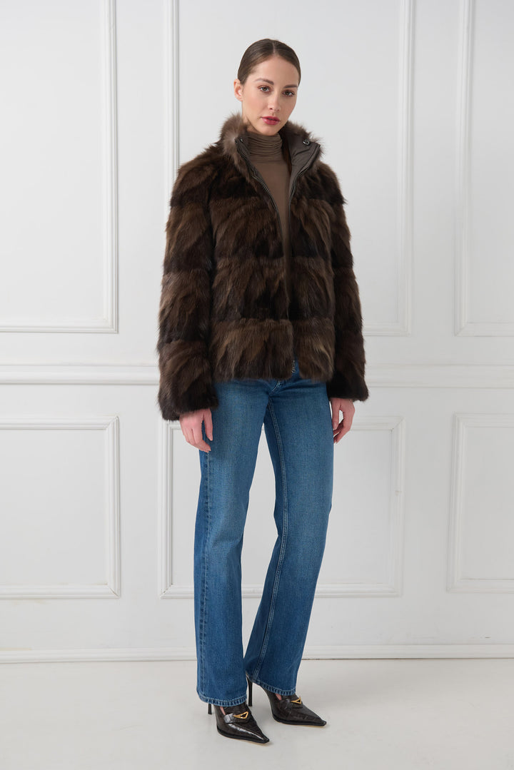 Veste réversible en zibeline sophistiquée