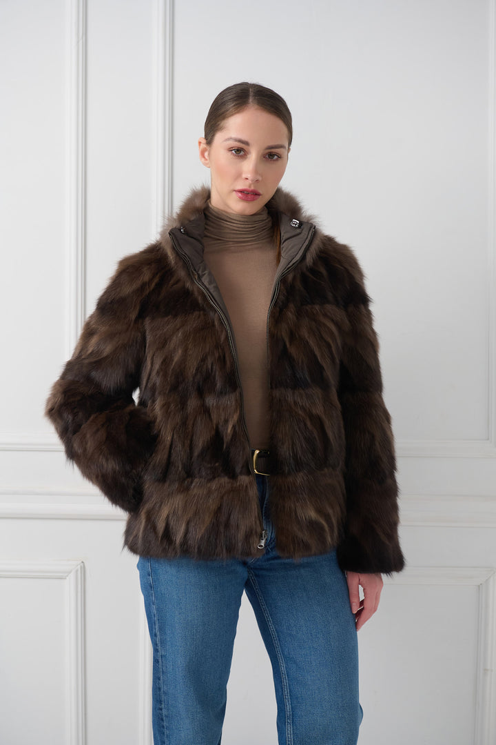 Veste réversible en zibeline sophistiquée