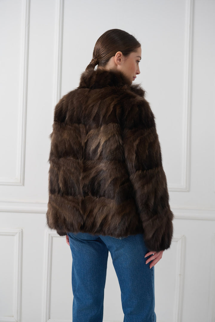 Veste réversible en zibeline sophistiquée