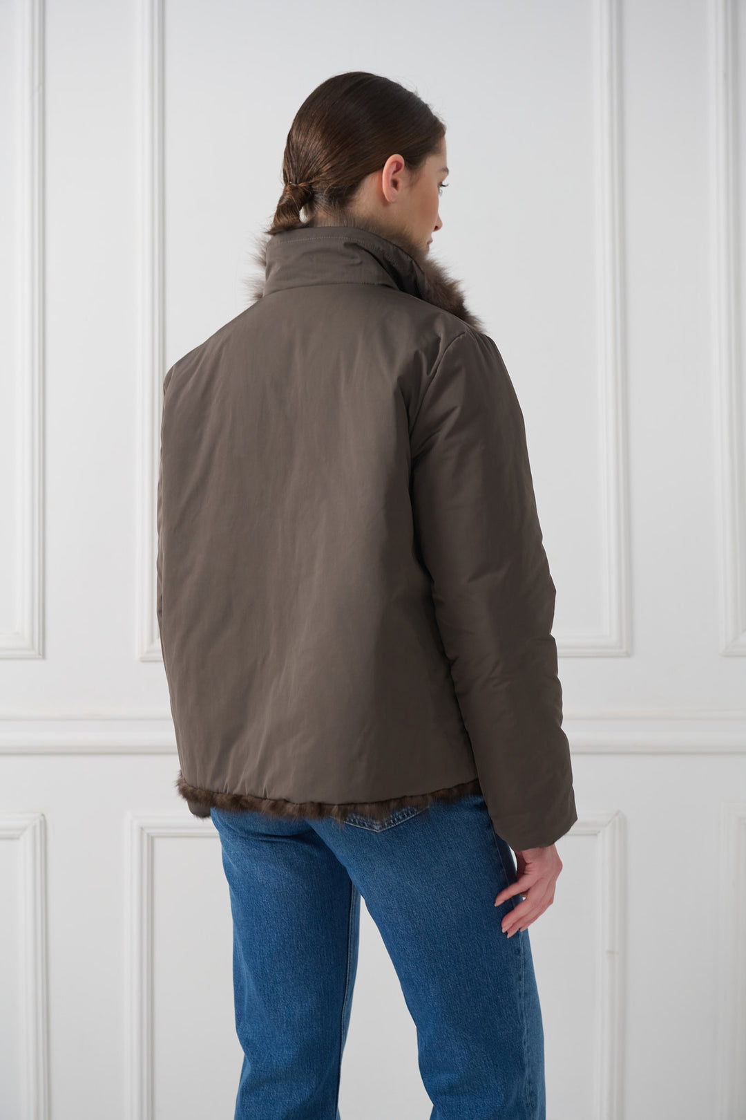 Veste réversible en zibeline sophistiquée