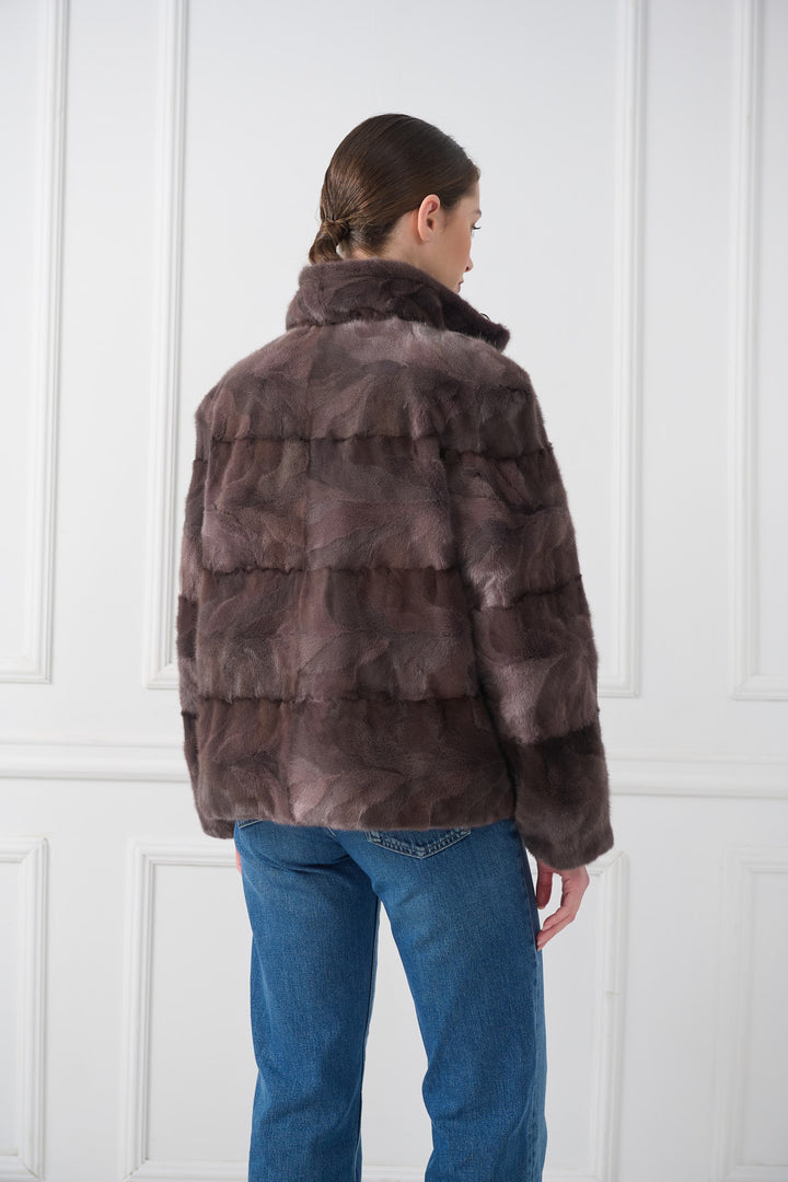 Giacca in visone reversibile con texture scolpita