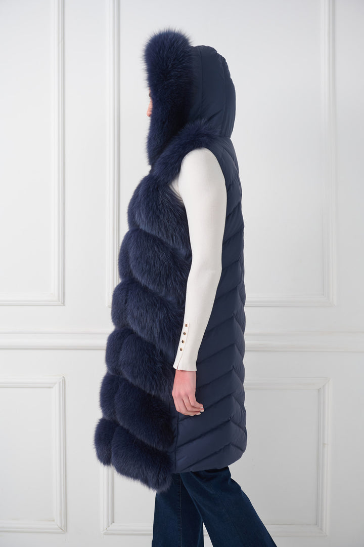 Down Fox Vest with hood