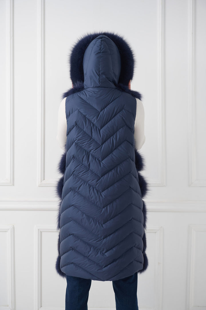 Down Fox Vest with hood