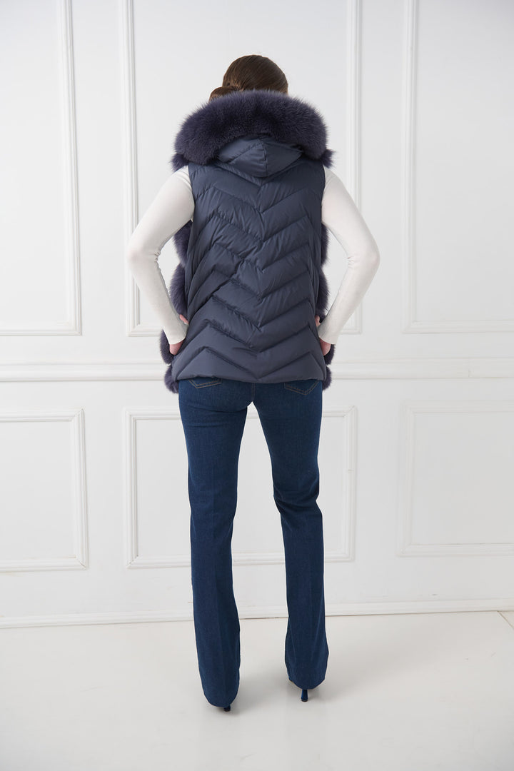 Down Fox Vest with Hood